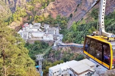 The Vaishno Devi Bhawan shrine is in the Trikuta Hills near Katra, Jammu and Kashmir.