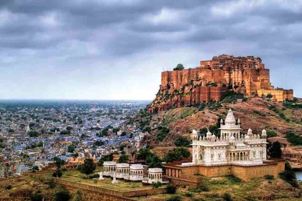 Mehrangarh Fort Jodhpur, majestic hilltop fortress overlooking the famous Blue City of Rajasthan.