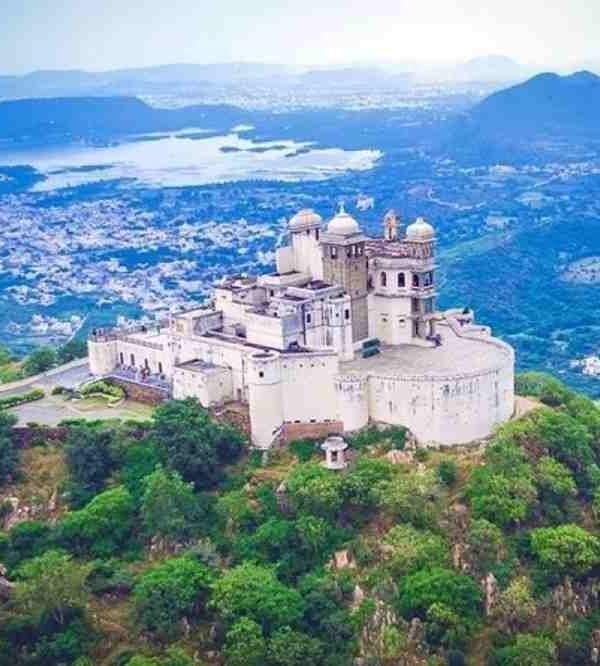 Sajjangarh Fort Udaipur, also known as Monsoon Palace, overlooking the Aravalli Hills.